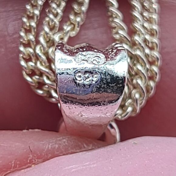 Sterling silver heart necklace. Pave faux diamonds - Picture 3 of 4